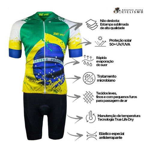 Conjunto Ciclismo Bike Bermuda E Camisa Befast Brasil