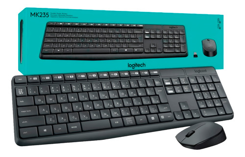 Combo Teclado + Mouse Inalambrico Logitech Mk235 Gris Oscuro