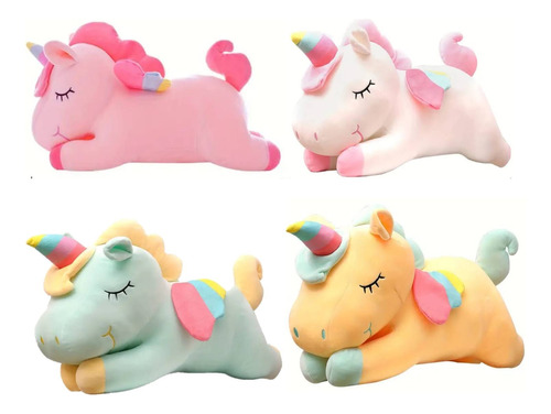 Peluche De Unicornio Kawaii 80cm Almohada Suave  4 Piezas