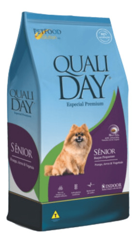 Qualiday Cães Sênior Raças Pequenas Frango Arroz Veg 10,1kg