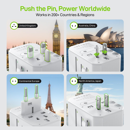 Adaptador De Enchufe De Viaje Epicka Pulse De 45 W Con Carga
