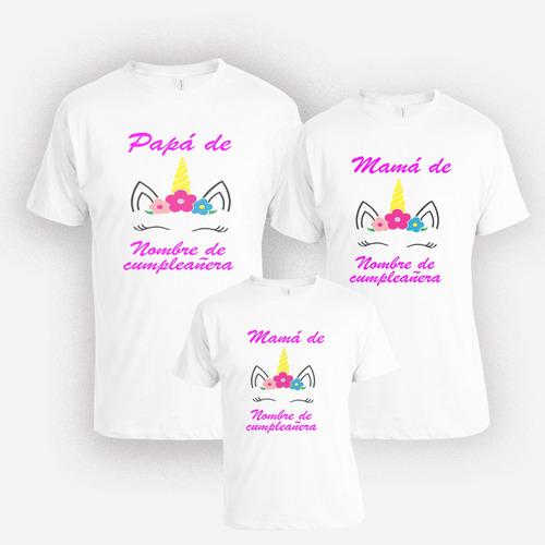 3 Playeras  Personalizadas Para Fiesta Unicornio