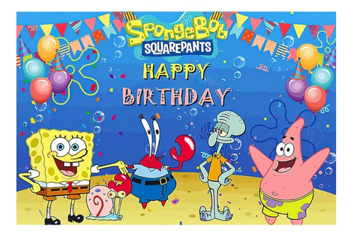 Fondo De Decoración De Fiesta De Bob Esponja De 150x100cm 1