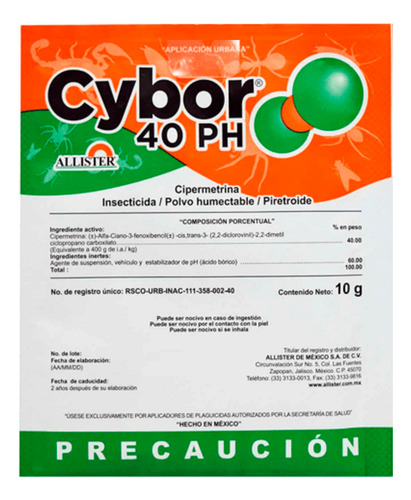 5 Cybor Insecticida 40ph Sobre 10 Grs