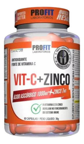  Vitamina C 1000mg + Zinc 7mg 60 Caps Profit Labs