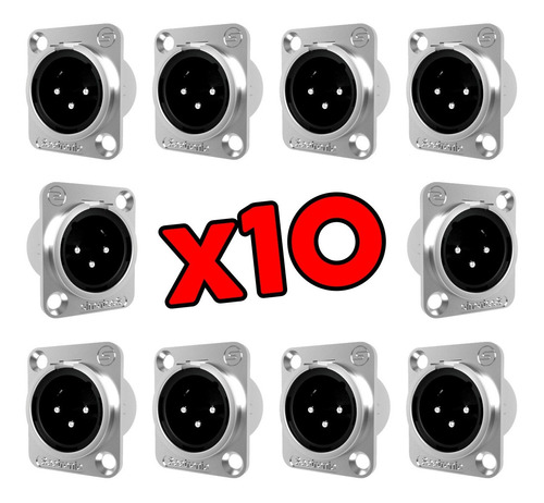 10 Ficha Canon Macho A Chasis Conector Xlr La1092