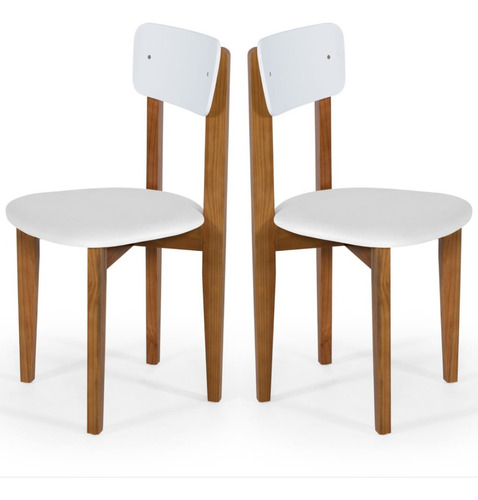 2 Cadeiras Elisa Para Jantar/cozinha - Tecido Suede Branco Cor da estrutura da cadeira Imbuia