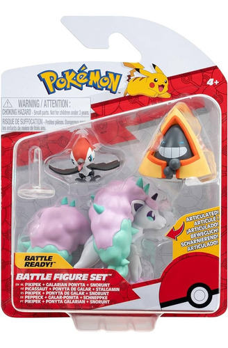Figura  Pokémon Pikipek + Ponyta De Galar + Snorunt