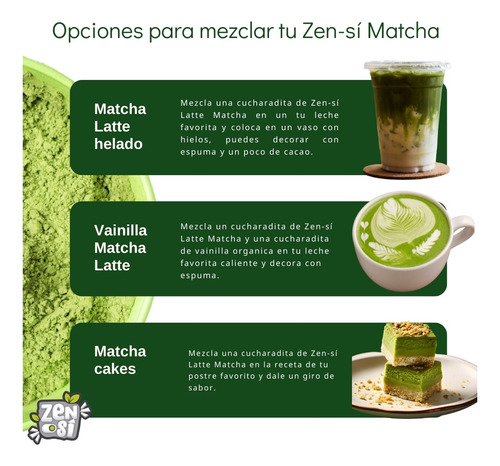 Matcha Polvo, Organico, Keto, Sugar Free, Bebida Latte 28tza