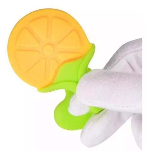 Mordedor De Silicona Rasca Encía Primeros Dientes Bebé Color Naranja