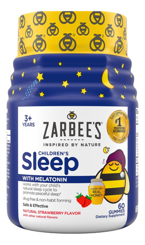 Zarbees - Melatonina Para Niños 60 Gummies- Sabor Frutilla Frutilla
