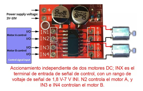 2 Piezas Puente H Mx1508 Mini L298n Doble Pwm Driver Motor