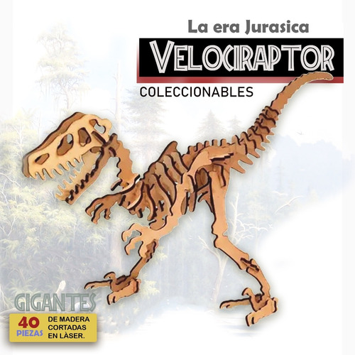 Dinosaurio P/armar 3d En Fibro Fácil Velociraptor