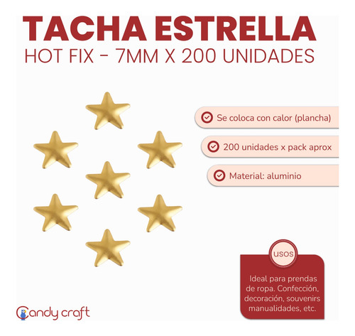 Tachas Estrellas 7mm Termoadhesivas 200u Hot-fix!