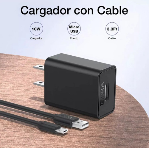 Combo 1hora Cargador Carga Rápida Y Cable Micro Negro