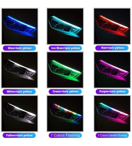 Tira De Luces Led Drl Rgb Flexible De 60cm, 2 Pares