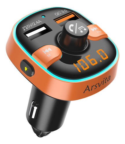 Arsvita - Transmisor Fm Bluetooth Mejorado Para Automovil, R