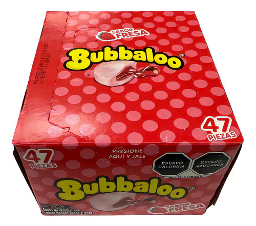 Bubbaloo Chicle Sabor Relleno Fresa Caja Con 47 Piezas