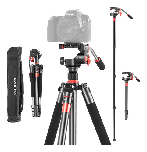 Trípode Cámara, Trípode De Video Monopod Cabezal Flu...