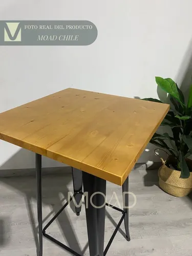 Mesa Comedor Alta Para Bar O Cocina Tolix 60x60 Madera Clara