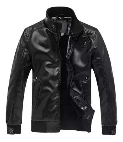 Chaqueta De Cuero Con Cuello De Moto Para Hombre Barata