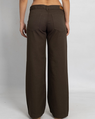 Jeans Pantalon Wide Leg Liso Rigido Mujer Tiro Bajo De Moda