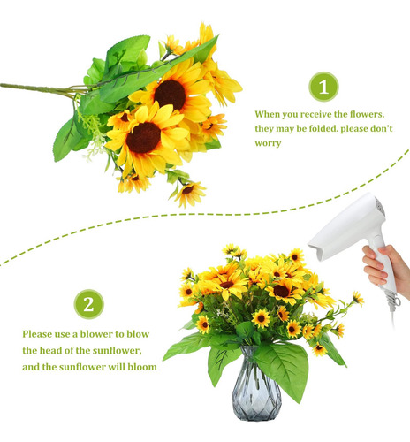 Hanaive Paquetes De Girasoles Falsos, Flores Artificiales Co