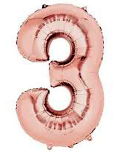 Globo Metalizado Mylar Numero 3 De 34  Color Rosa Gold