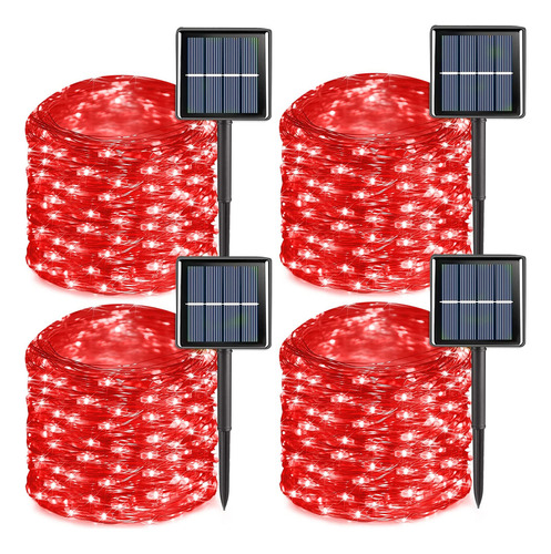 Yeguo Paquete De 4 Luces Solares Rojas Para Exteriores, Impe