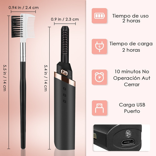 Imagen 5 de 8 de Rizador Pestañas Electrico Para Evitar Quemaduras Carga Usb
