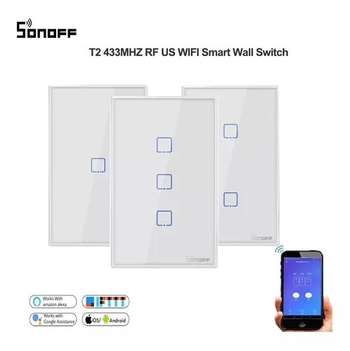 Interruptor Wifi 2 Canales Inteligente Touch App Smart Alexa Google