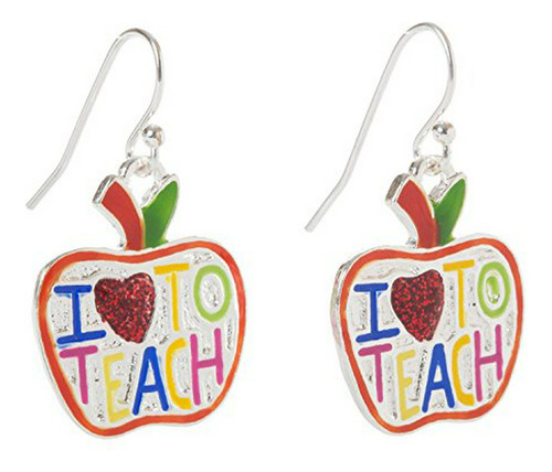 Artisan Owl - I Love To Teach Apple Enamel Dangle Teacher Ea