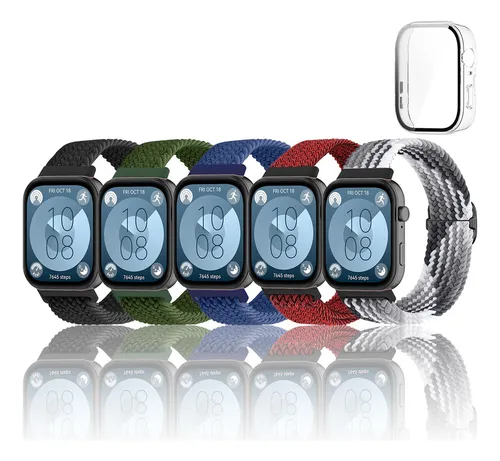 comprar 5 Correas Tejido Elástico + Pc Funda Para Huawei Watch Fit 3