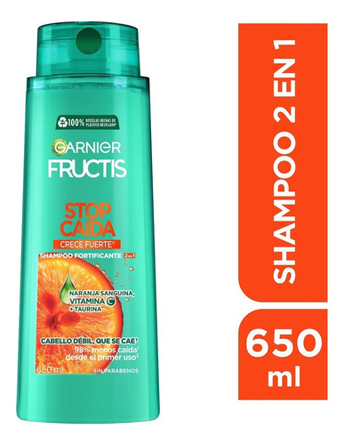 Garnier Fructis Shampoo 2en1 Stop Caída Crece Fuerte 650 Ml