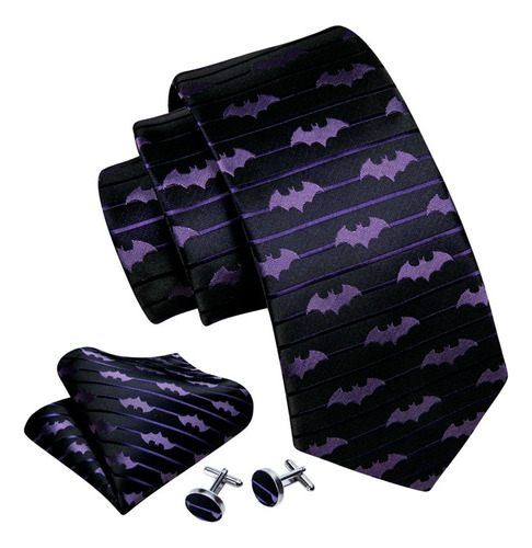 Corbata Batman Murcielago 8.5 X 145 Cm Pañuelo Y Gemelos