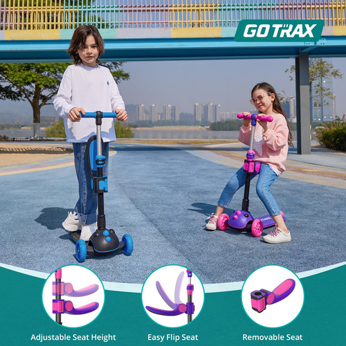 Patinete Plegable Para Niños Con Asiento Extraíble Y 3 Rueda