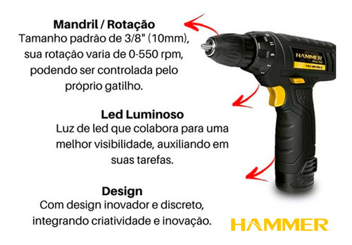 Imagem 3 de 6 de Furadeira Parafusadeira À Bateria 12v C/ Acessórios