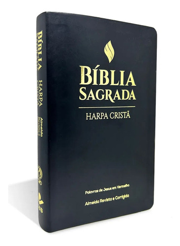 Bíblia Sagrada Arc Letra Grande Edição Com Letras Vermelhas E Harpa Cristã - Capa Luxo Preta Com Borda Dourada - Cpad