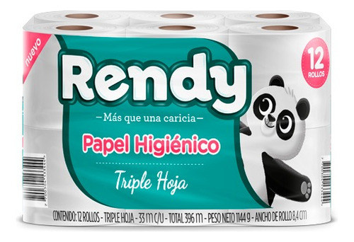 Papel Higienico, Marca Rendy Pack De 12 Unidades - 33 Mts