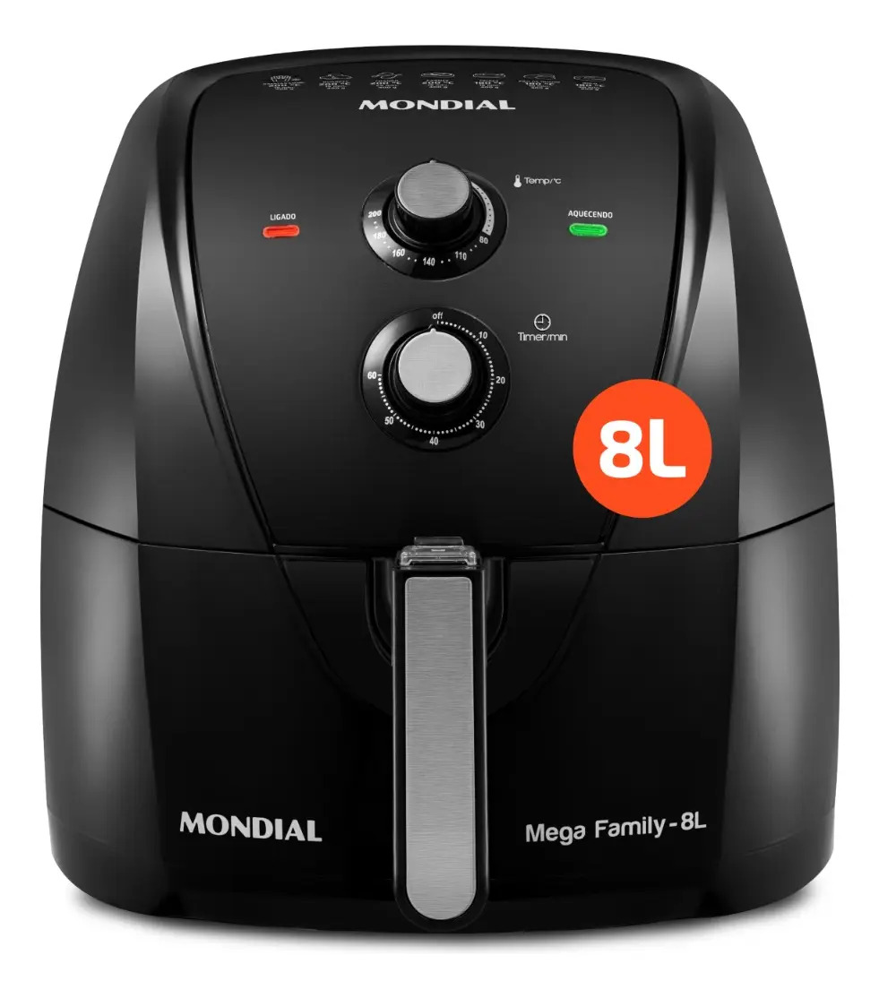 Fritadeira Sem Óleo Air Fryer 8l, Mondial, 1900w - Afn-80-fb Preto 127v