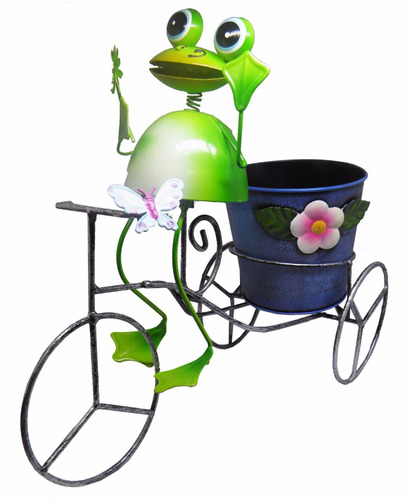 Sapo Bicicleta De Ferro Para Enfeite E Decoraçao Jardim Flor