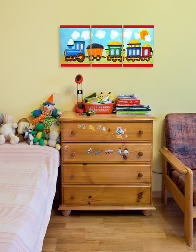 Computadora Didáctica The Kids Room By Stupell Brp-1562 Trio Color Choo Choo Train In The Sun