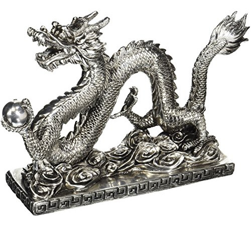 Oriental Furniture Estatua De Dragón Chino De 12.0 In