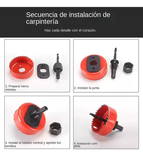 Broca Perforadora Sierra Sacabocado Madera Copa Circular Kit