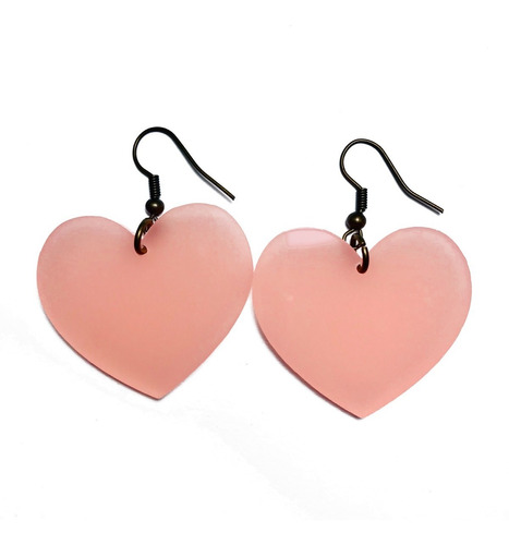 Aretes Corazon Pielcanela Accesorios Moda Mujer Negro Rosa