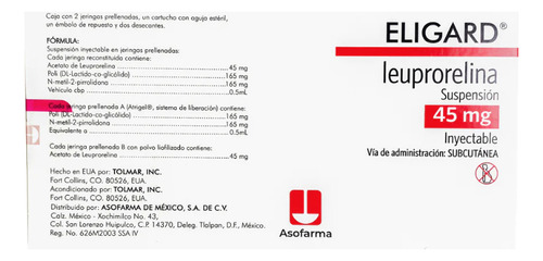 Eligard (leuprorelina) 45 Mg Sol Inyectable Asofarma