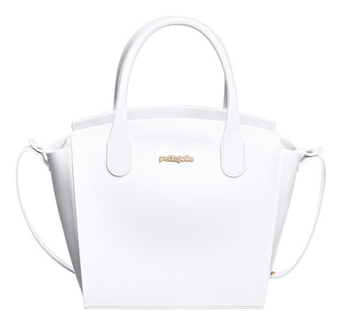 Bolsa Média Shape Branca Petite Jolie Pj10585 Transveral Nov Acambamento dos ferragens Ouro Cor Branco