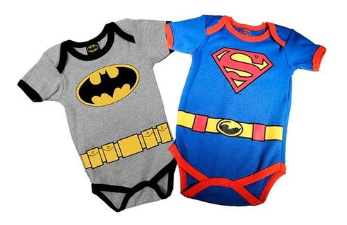 Imagen 2 de 9 de Pañalero Bebé Ropa Dc Comics Batman Superman Set 2 Piezas