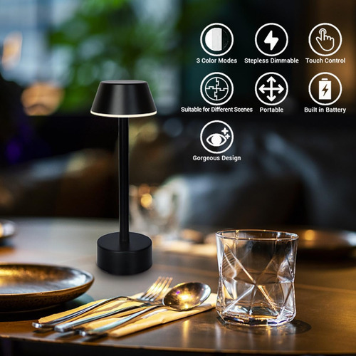 Lámpara De Mesa Inalámbrica, Luz Led De Escritorio Con Bater