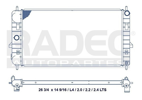 Radiador Pontiac G5 2003-2008 L4 2.2/2.4 Lts Automatico